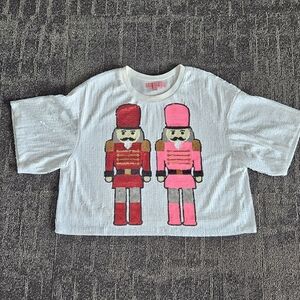 Simply Southern White Tee with Red and Pink Nutcracker Design